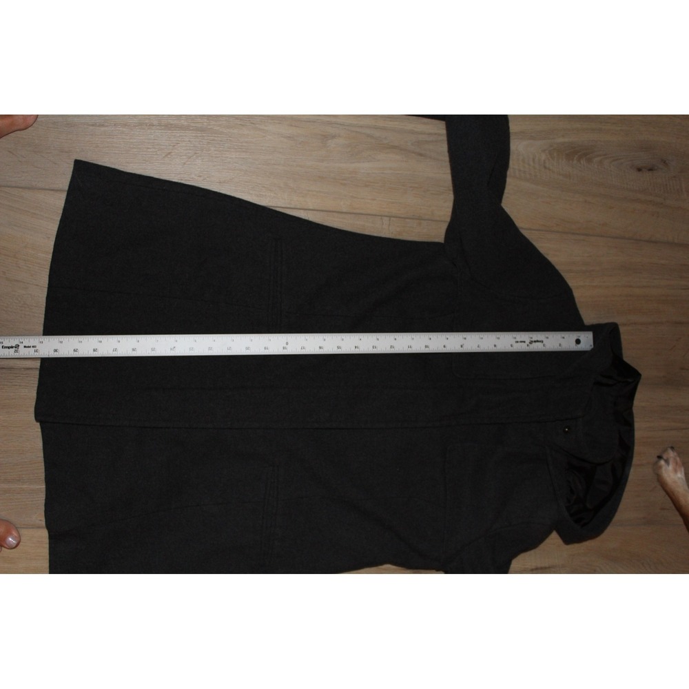 A New Day Charcoal Grey Hooded‎ Trench Coat Mid Length Zip Snap Front Jacket - Picture 8 of 8